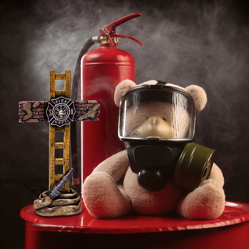 MEPERPER Firefighter Accessories, Fireman Standing Cross Statue Memorial 10", Fire Fighter Gifts - Image 3